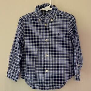 Ralph Lauren Navy‎ Plaid Button Down size 3T